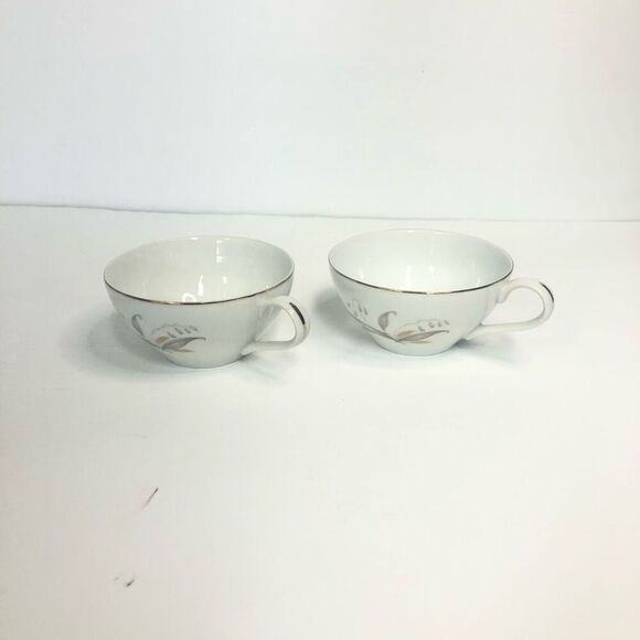 kaysons fine china golden rhapsody teacups set of 2 vintage 1961 bellflower gold - Picture 4 of 7